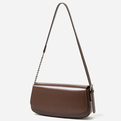 Minimalist Vintage Genuine Leather Baguette Saddle Bag