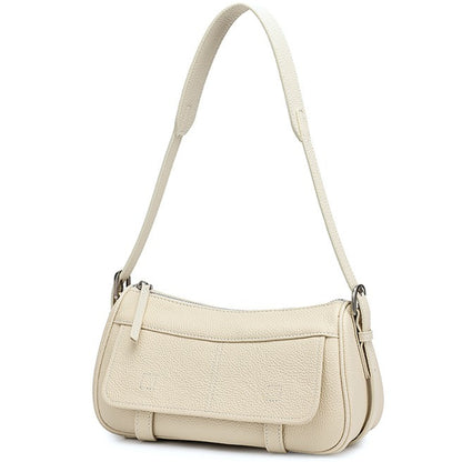 Mellow Pebbled Genuine Leather Flap Baguette Clutch Bag