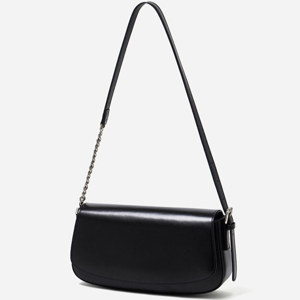 Minimalist Vintage Genuine Leather Baguette Saddle Bag
