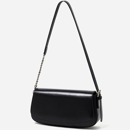 Minimalist Vintage Genuine Leather Baguette Saddle Bag