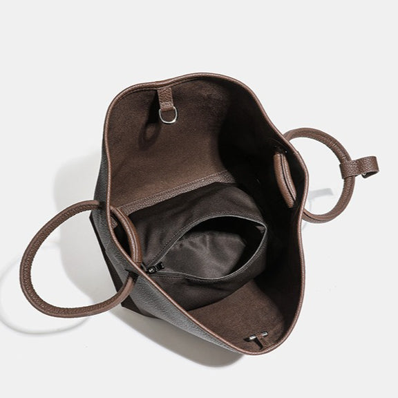 Timeless Large Capacity Soft Genuine Leather Bucket Shoulder Bag