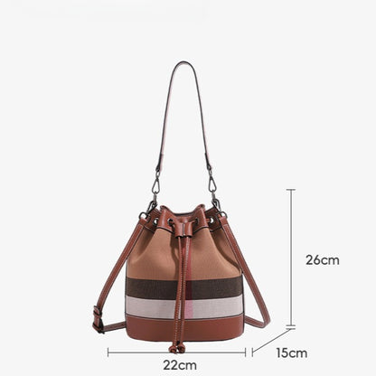 Vintage Plaid Vegan Eco-Leather Bucket Clutch Bag