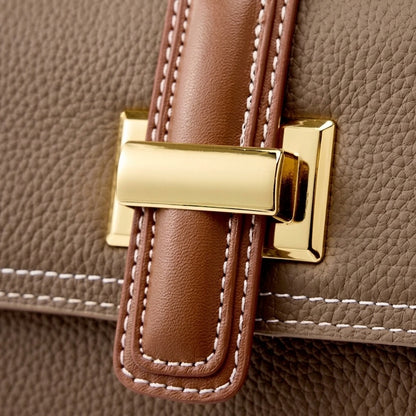 Borsa a tracolla strutturata con manico superiore in pelle minimalista di lusso da donna