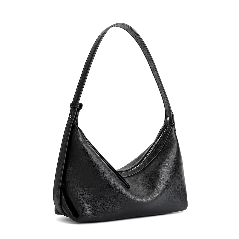Legere, lässige Hobo-Clutch aus genarbtem echtem Leder  