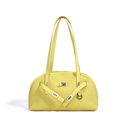 Vibrant Genuine Leather Large Capacity Half-Moon Clutch Bag