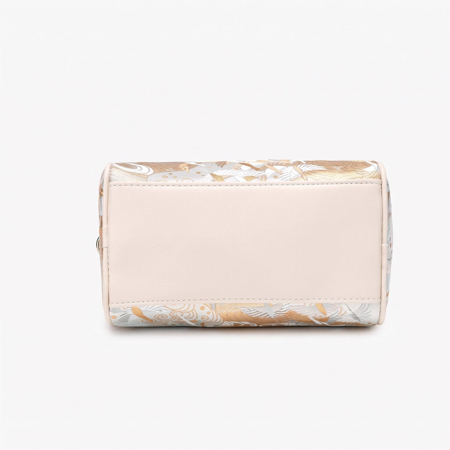 Delicate Crane Vegan Eco‑Leather Barrel Clutch Bag with Playful Charm