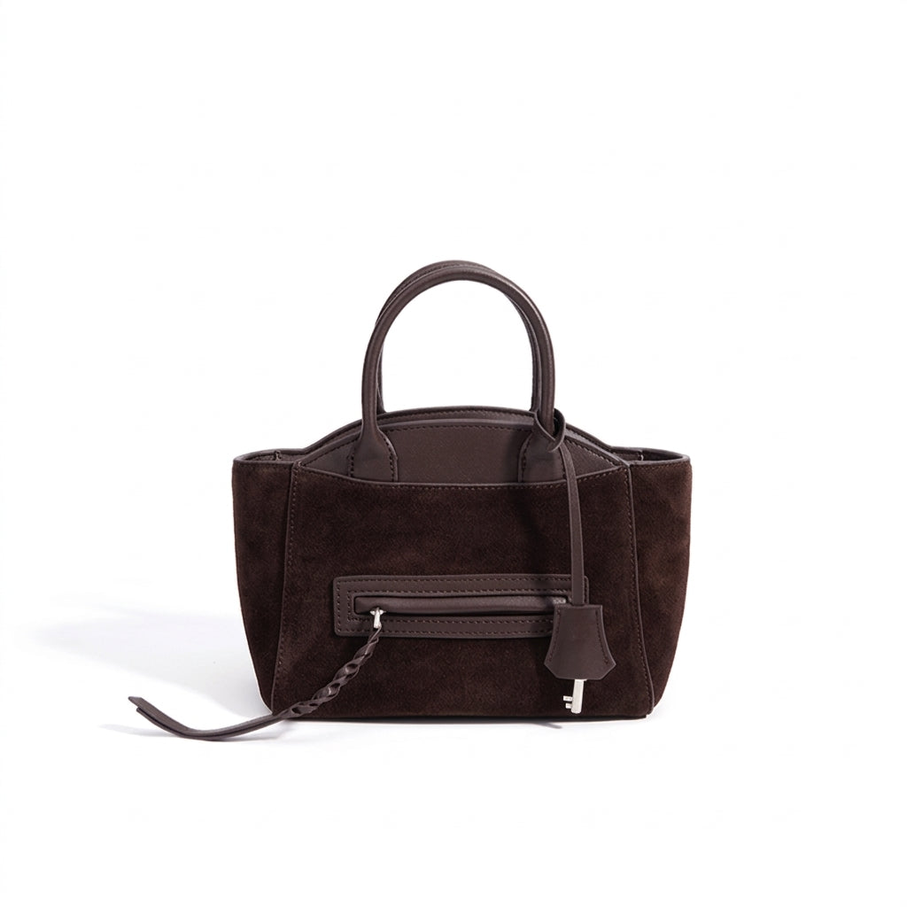 Muted Suede Genuine Leather Clutch Bag