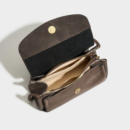 Distressed Sculptured Genuine Matte Cowhide Trapezoid Bag