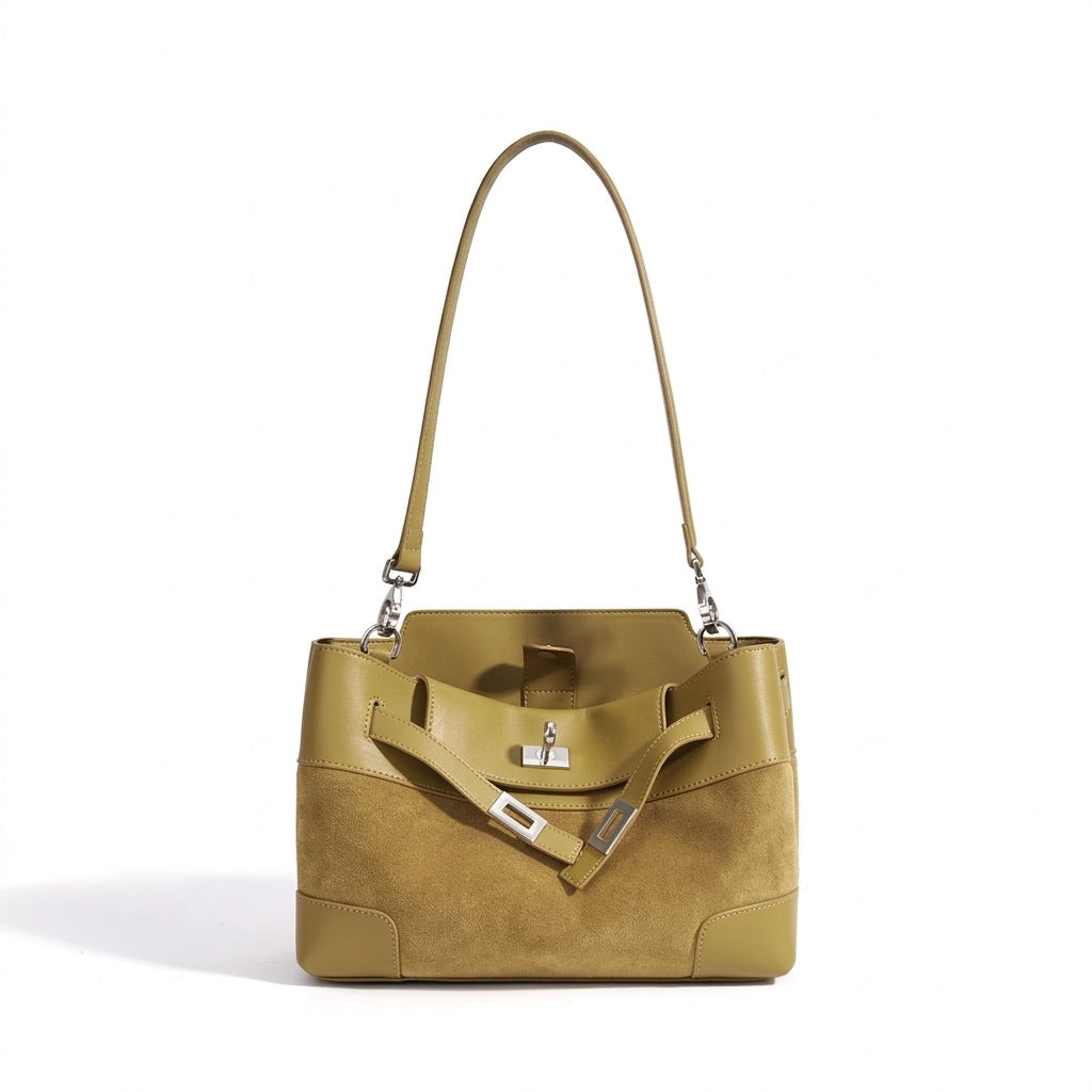 Geantă clutch lejeră din piele întoarsă naturală