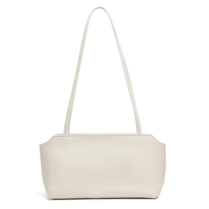 Minimalist Genuine Lambskin Leather Baguette Clutch Bag