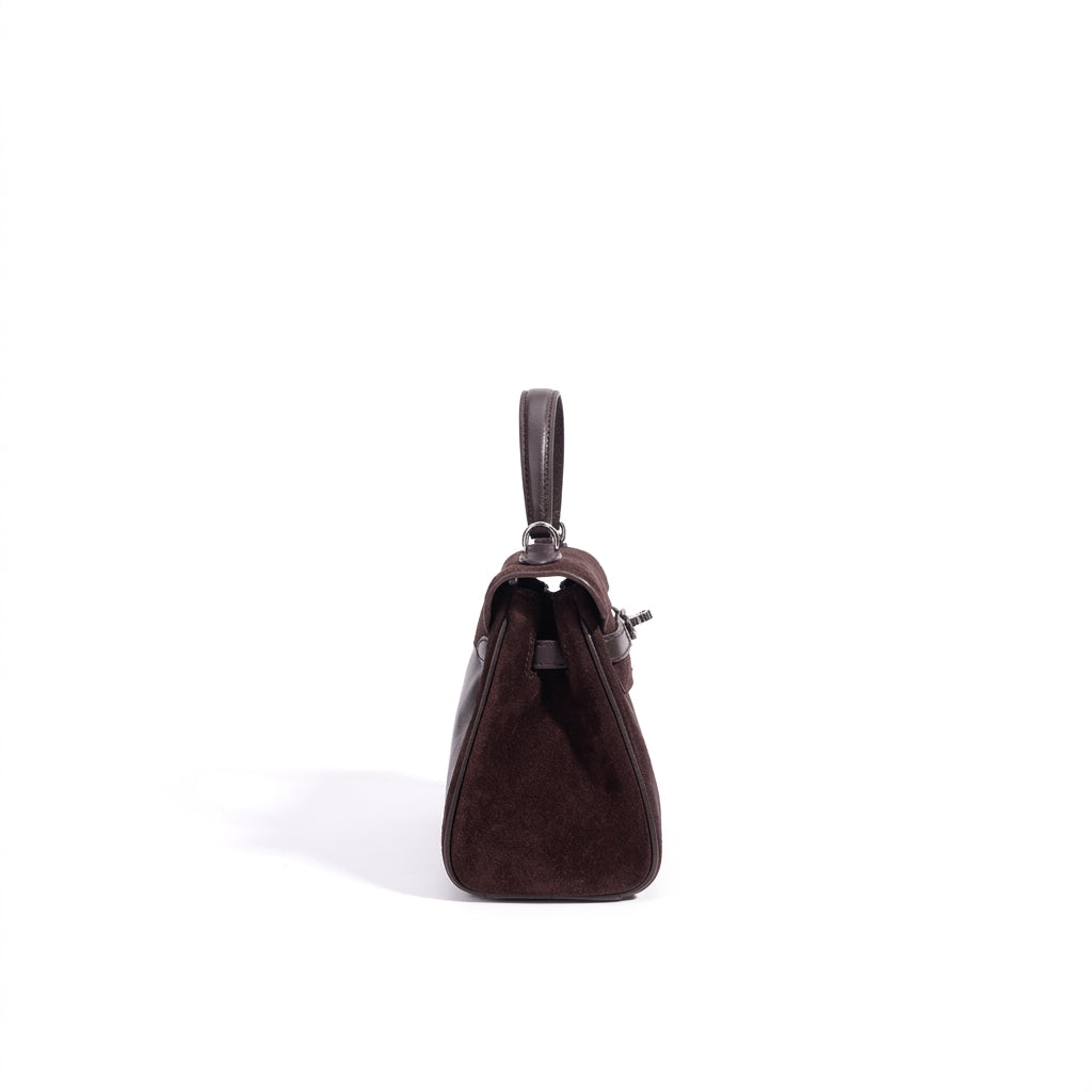 Retro Suede Genuine Leather Kelly Clutch Bag