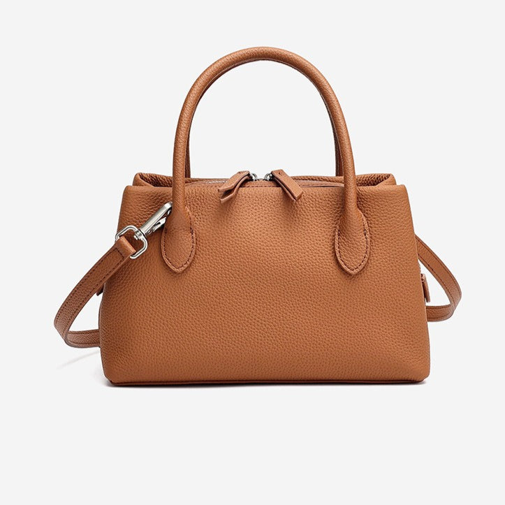 Antique Pebbled Genuine Leather Mini Tote Clutch Bag