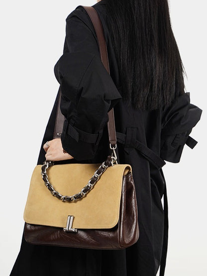 Elegant Genuine Leather Flap Messenger Clutch Bag