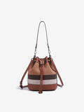 Vintage Plaid Vegan Eco-Leather Bucket Clutch Bag
