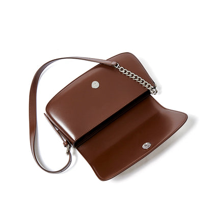 Minimalist Vintage Genuine Leather Baguette Saddle Bag