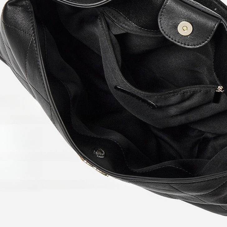 Elegant Quilted Sheepskin Leather Hobo Clutch Bag