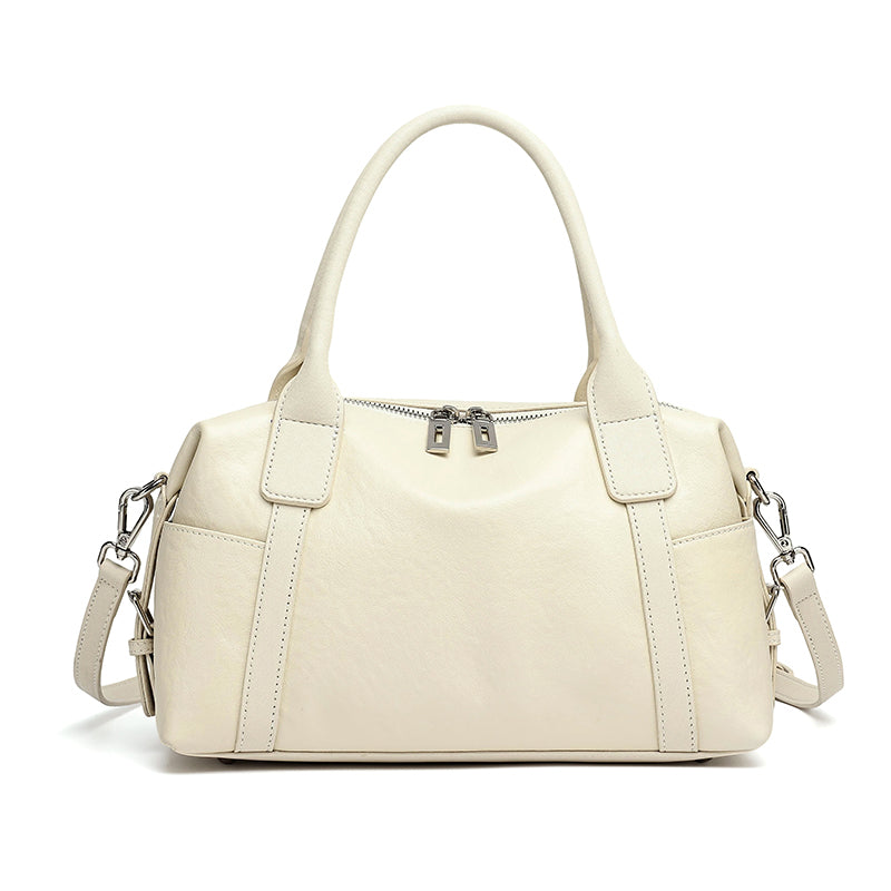 Effortless Genuine Leather Commuter Boston Clutch Bag