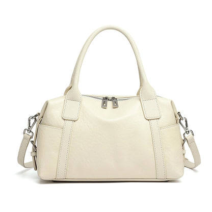 Effortless Genuine Leather Commuter Boston Clutch Bag