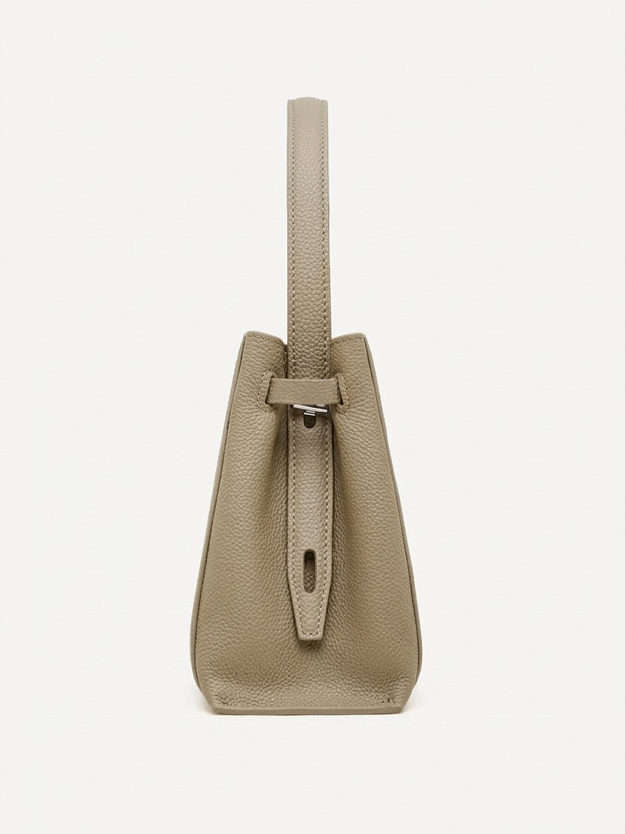 Ampia borsa tote a secchiello versatile in vera pelle Kelly sofisticata
