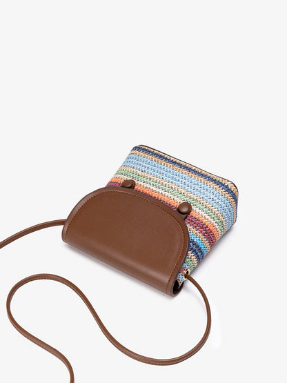 Vibrant Vegan Eco-leather Rainbow Stripe Mini Crossbody Bag