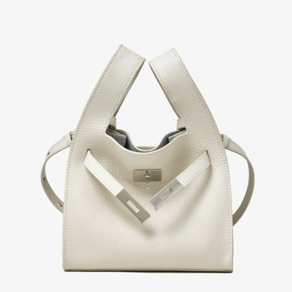 Classic Genuine Leather Chic Daily Crossbody Bucket Bag