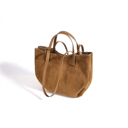 Geantă clutch tote vintage din piele întoarsă naturală, cu portmoneu pentru monede
