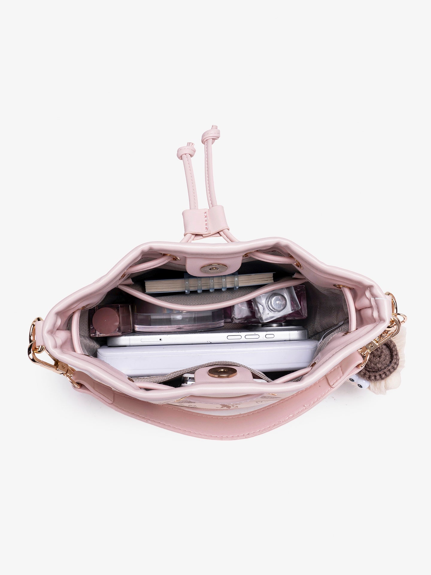 Ethereal Pegasus Pattern Vegan Eco-Leather Bucket Clutch Bag with Lovely Charm