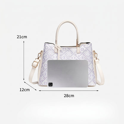 Classic Brocade Vegan Eco-Leather Mini Tote Clutch Bag with Hollow Charm