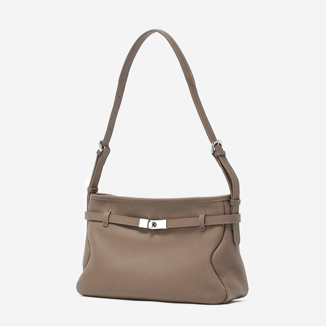 The Parisian Slouchy Genuine Leather Bag - Belted Pebble Leather Hobo