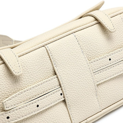 Mellow Pebbled Genuine Leather Flap Baguette Clutch Bag
