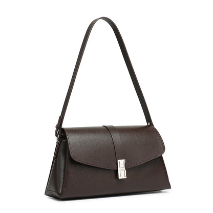 Borsa minimalista a spalla in vera pelle con fibbia H distintiva