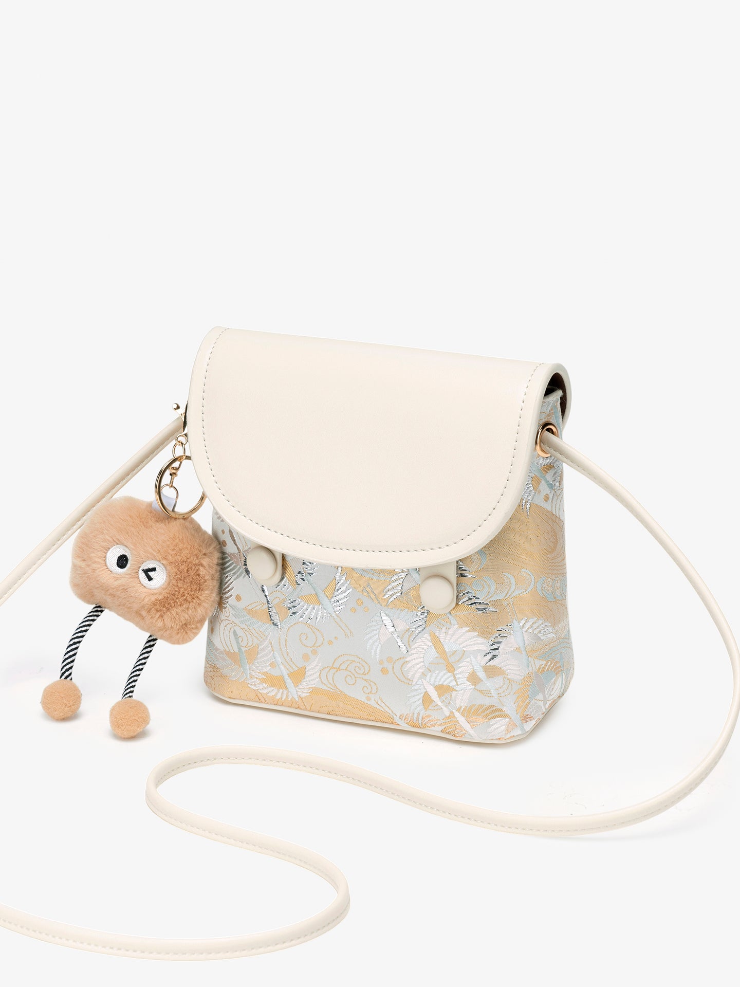 Ethereal Crane Pattern Vegan Eco-Leather Mini Flap Clutch Bag