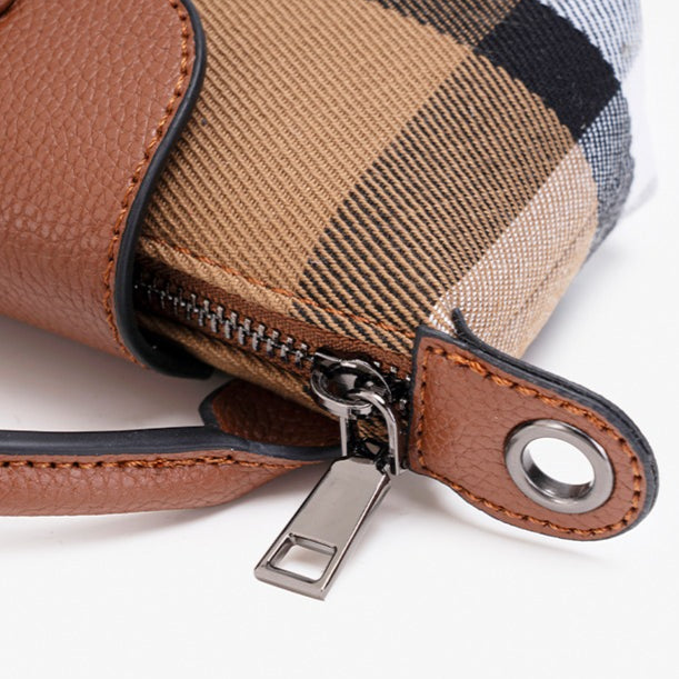 Vintage Plaid Vegan Eco-Leather Mini Clutch Bag