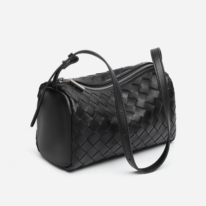 Minimalist Woven Genuine Sheepskin Baguette Clutch Bag