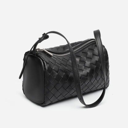 Minimalist Woven Genuine Sheepskin Baguette Clutch Bag