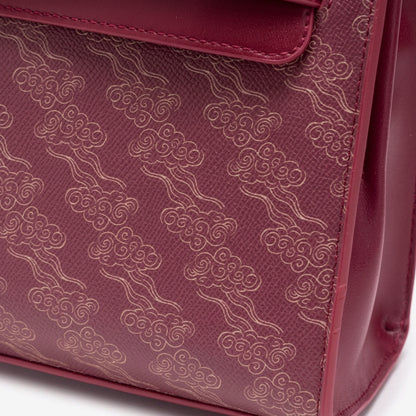 Borsa tote pochette regale con nuvole orientali, in ecopelle vegana, con charm a foulard di seta