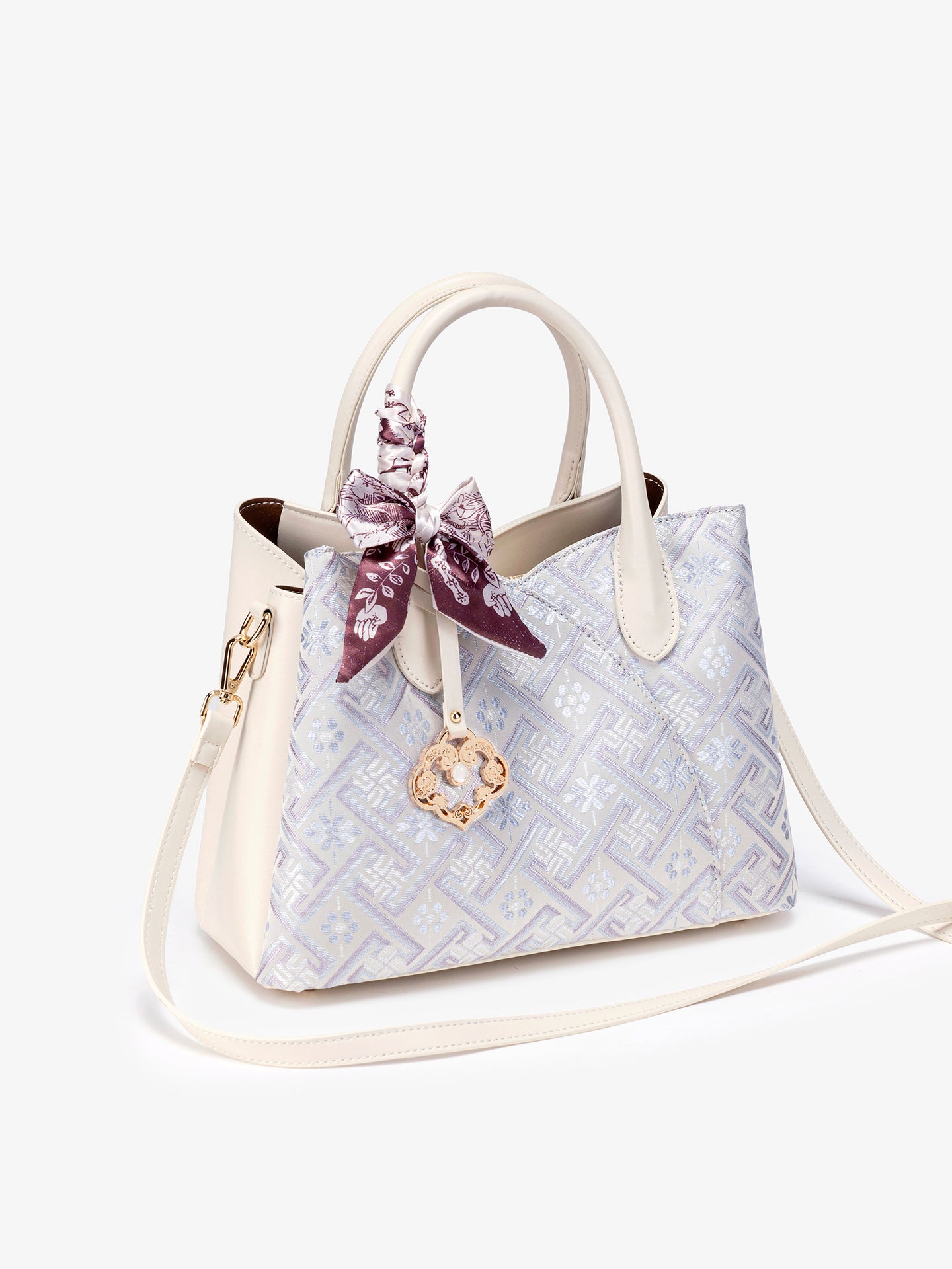 Elegant Traditional Brocade Vegan Eco-Leather Tote Clutch Bag