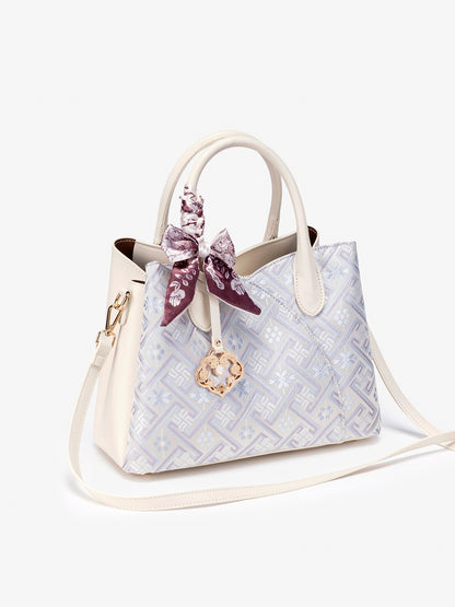 Elegant Traditional Brocade Vegan Eco-Leather Tote Clutch Bag