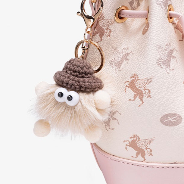 Ethereal Pegasus Pattern Vegan Eco-Leather Bucket Clutch Bag with Lovely Charm