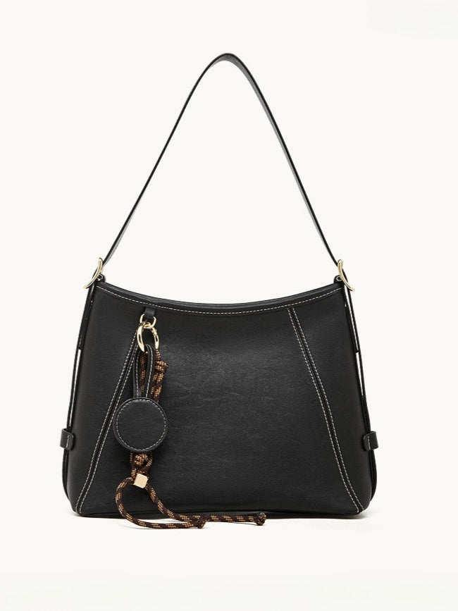 Artisan Stitched Genuine Leather Bag - Vintage Western Shoulder Tote with Tassel