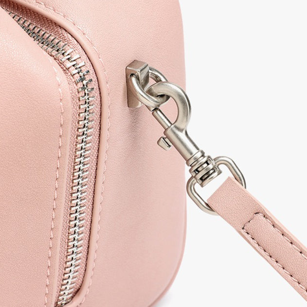 Chic Petite Genuine Leather Mini Boston Clutch Bag with Playful Star Charm