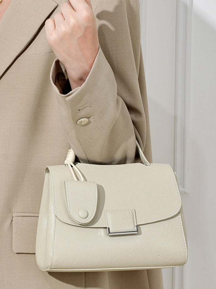 Chic Genuine Leather Square Flap Clutch Bag