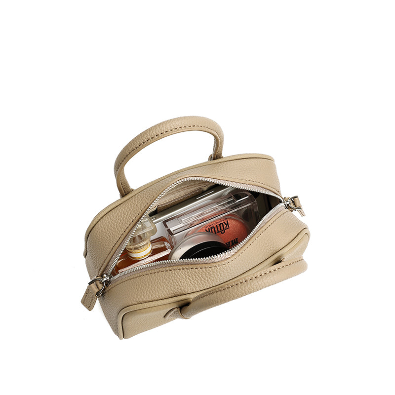 Mini borsa Boston pochette imbottita in vera pelle martellata