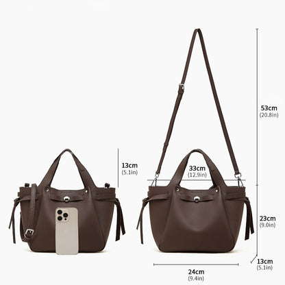 The Pebbled Genuine Leather Mini Bucket Tote Bag with Turn-Lock Closure