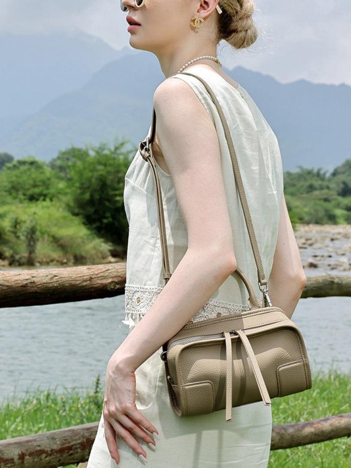 Chic Genuine Leather Boston Clutch Bag