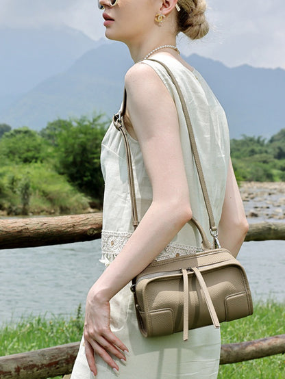 Chic Genuine Leather Boston Clutch Bag