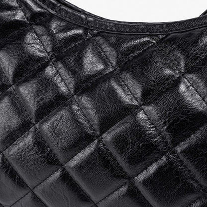 Classic Quilted Vegan Eco-Leather Chain Hobo Clutch Bag