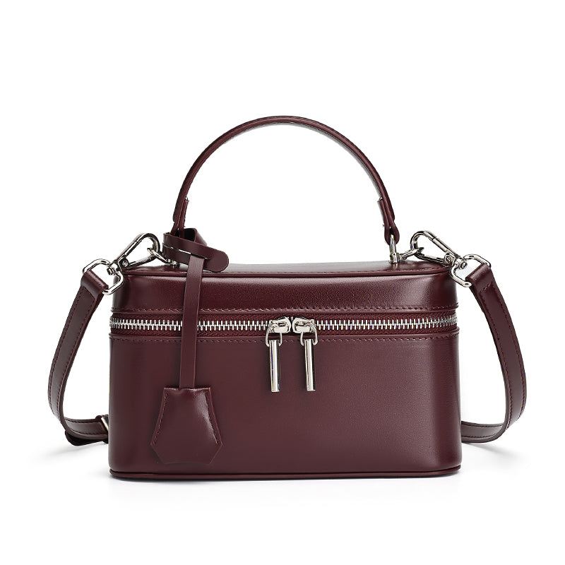 Bolso clutch cuadrado minimalista de cuero genuino