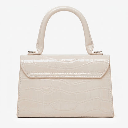 Borsa a tracolla minimalista in vera pelle effetto coccodrillo con manico