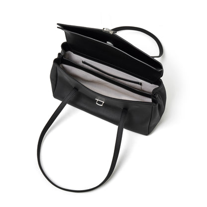 Sac pochette fourre-tout en cuir véritable à texture grainée grain de riz élégante